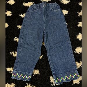 Charming Kids Blue Jeans with Floral Accents